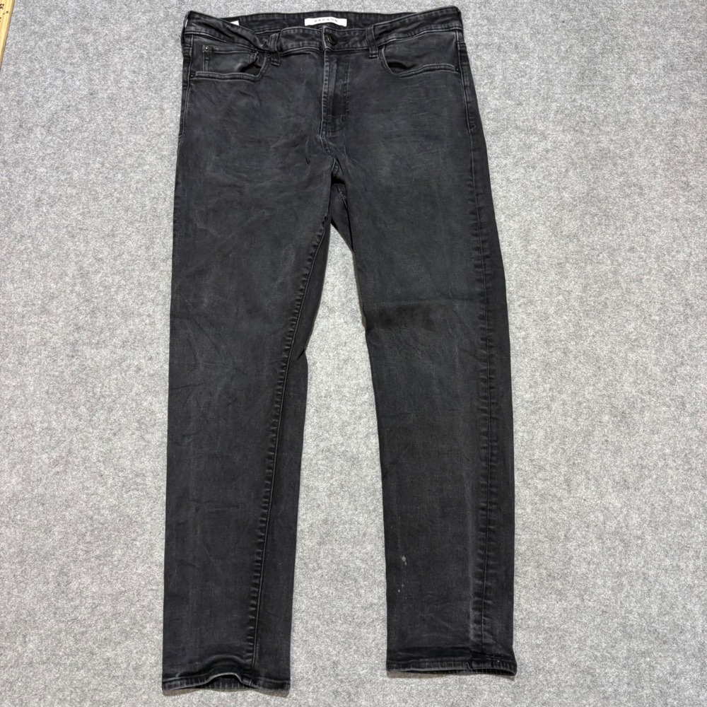 PacSun Slim Taper Jeans Mens 33x32 Washed Black Denim Pants Tapered Leg 0534
